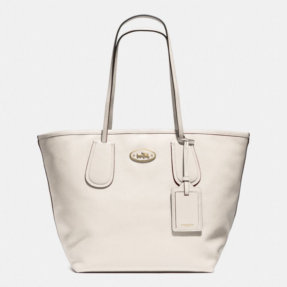 COACH TAXI TOTE 28 IN LEATHER - LIGHT GOLD/CHALK - COACH F33581