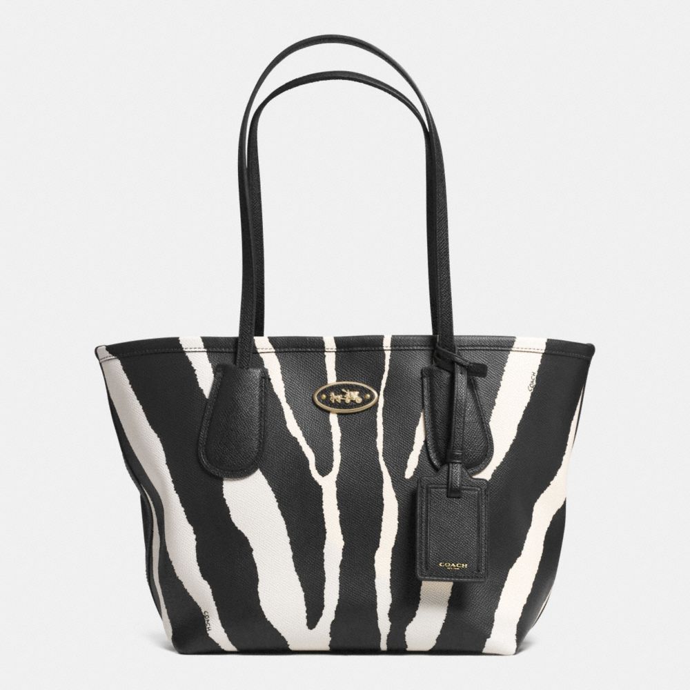 COACH F33588 COACH TAXI TOTE 24 IN ZEBRA PRINT LEATHER -LIGHT-GOLD/BLACK-WHITE