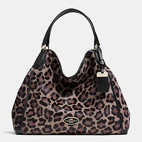 COACH F33605 LARGE EDIE SHOULDER BAG IN PRINTED HAIRCALF -LIGHT-GOLD/BROWN-MULTI