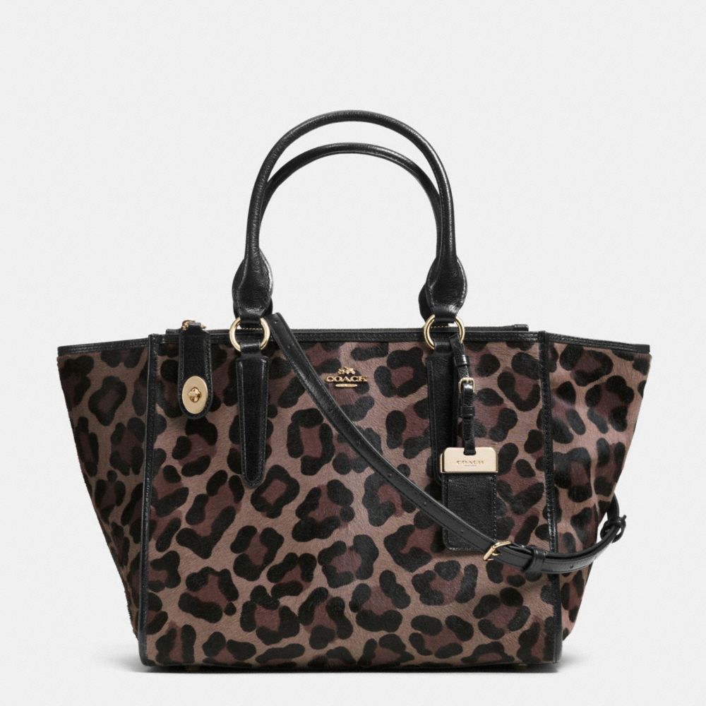 COACH F33610 Crosby Carryall In Printed Haircalf LIGHT GOLD/BROWN MULTI