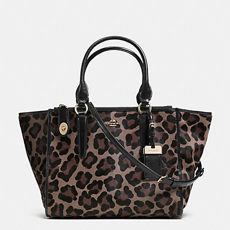 COACH f33610 CROSBY CARRYALL IN PRINTED HAIRCALF LIGHT GOLD/BROWN MULTI