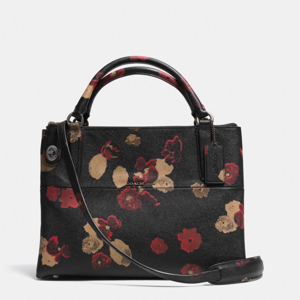 COACH F33623 Small Turnlock Borough Bag In Floral Print Leather  BN/BLACK MULTI