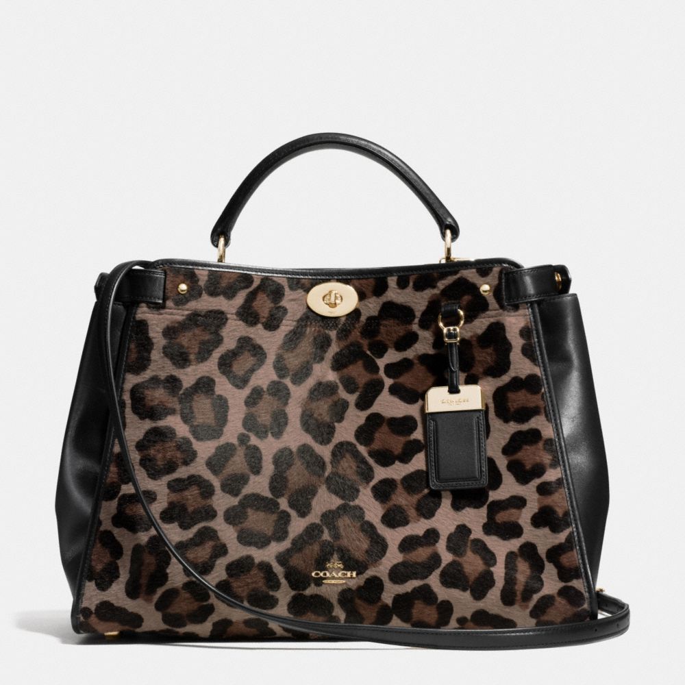 COACH F33640 GRAMERCY SATCHEL IN PRINTED HAIRCALF -LIGHT-GOLD/BROWN-MULTI