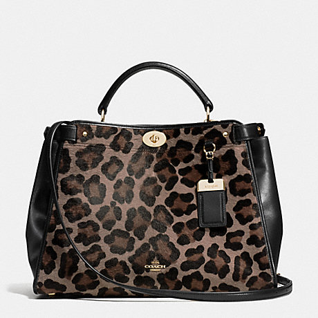COACH f33640 GRAMERCY SATCHEL IN PRINTED HAIRCALF  LIGHT GOLD/BROWN MULTI