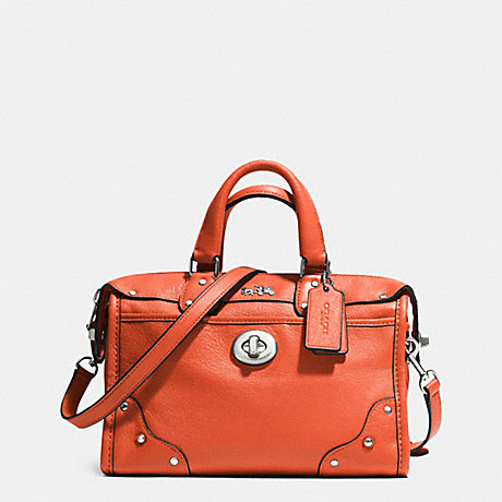 COACH F33690 RHYDER 24 SATCHEL IN LEATHER SILVER/CORAL
