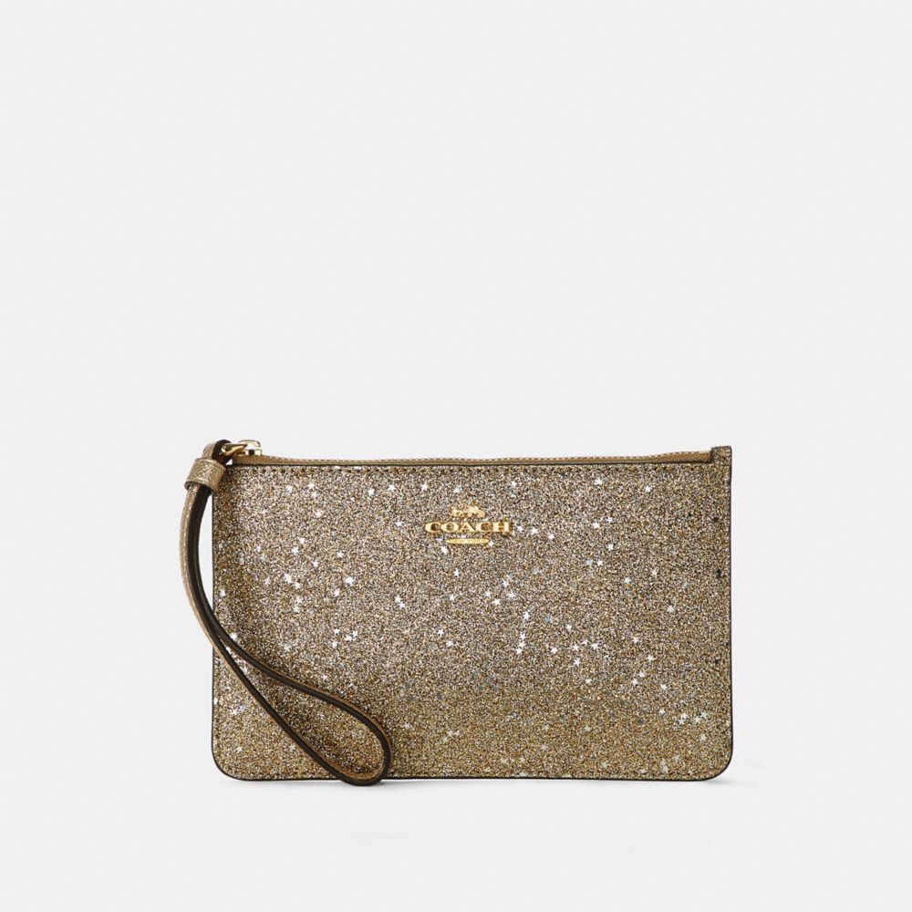 COACH F33702 SMALL WRISTLET WITH STAR GLITTER PRINT CHAMPAGNE-GLITTER-/IMITATION-GOLD