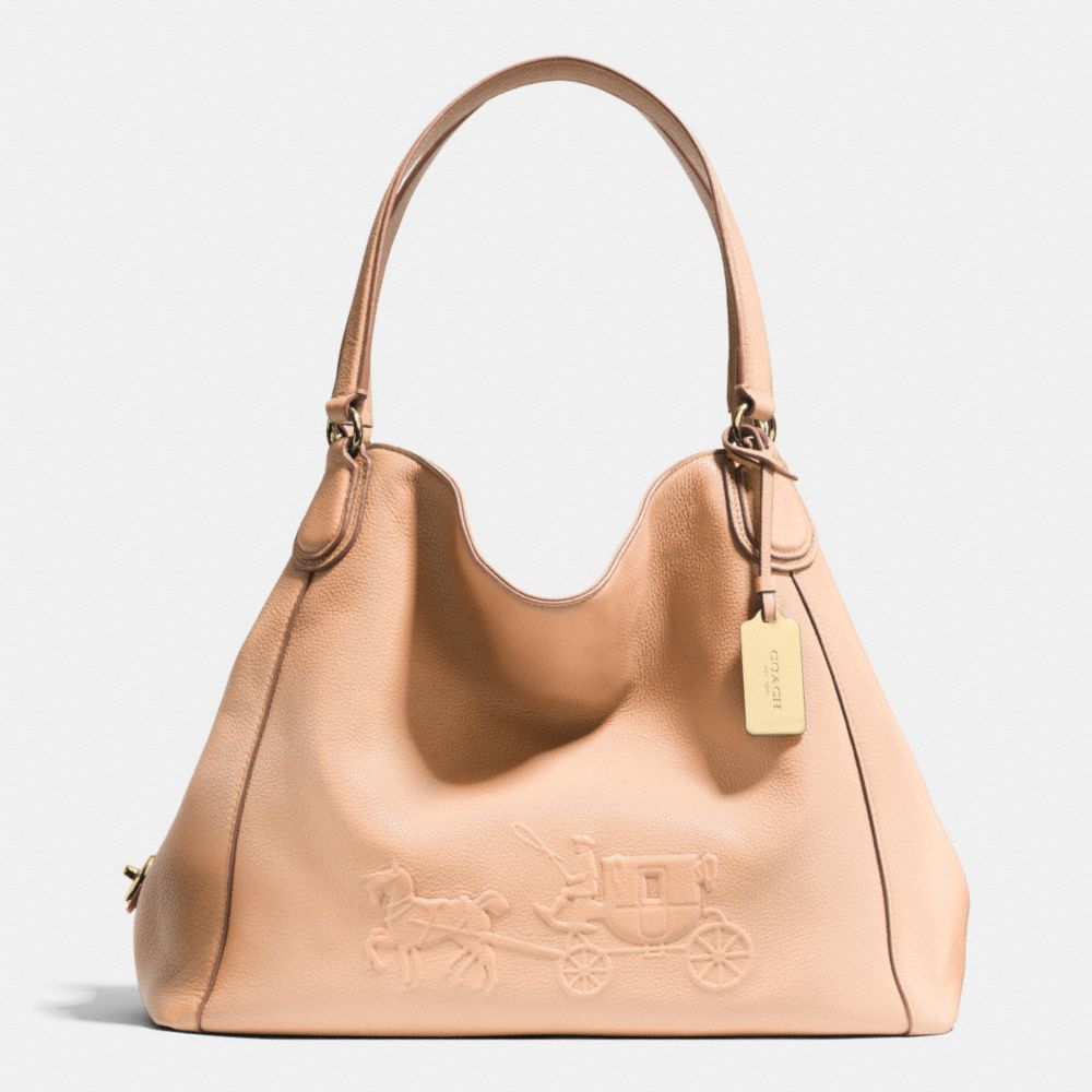 EMBOSSED HORSE AND CARRIAGE EDIE SHOULDER BAG IN PEBBLE LEATHER - f33728 - LIAPR
