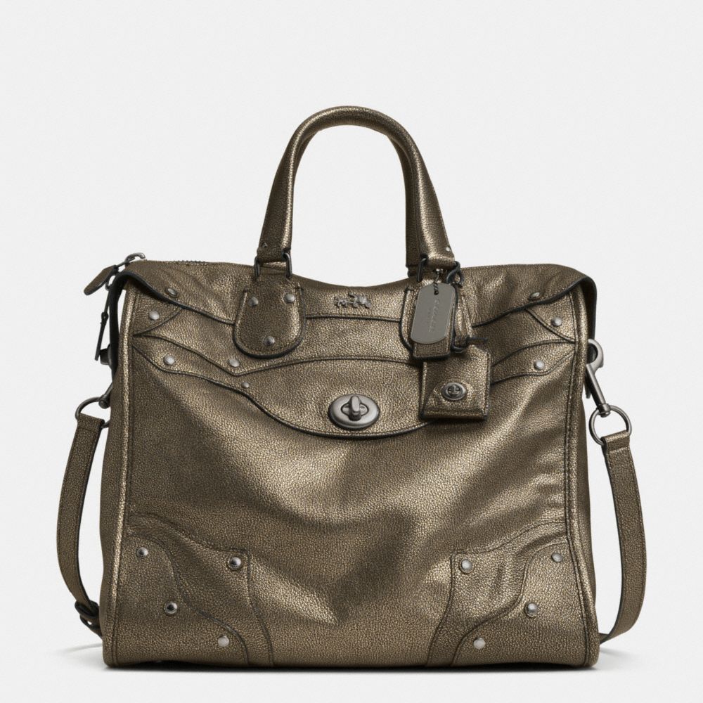 COACH f33740 RHYDER 33 SATCHEL IN METALLIC LEATHER  QBBRS