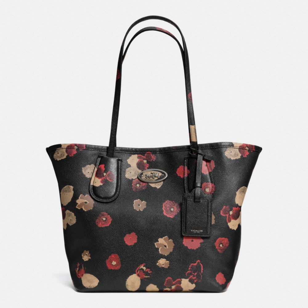 COACH TAXI TOTE IN FLORAL PRINT LEATHER - f33743 -  BN/BLACK MULTI