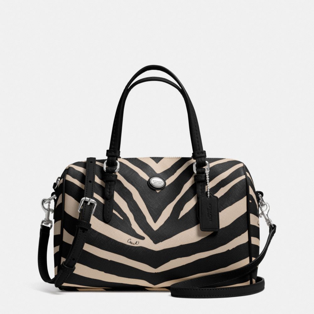 PEYTON ZEBRA PRINT BENNETT MINI SATCHEL - SILVER/BLACK - COACH F33765