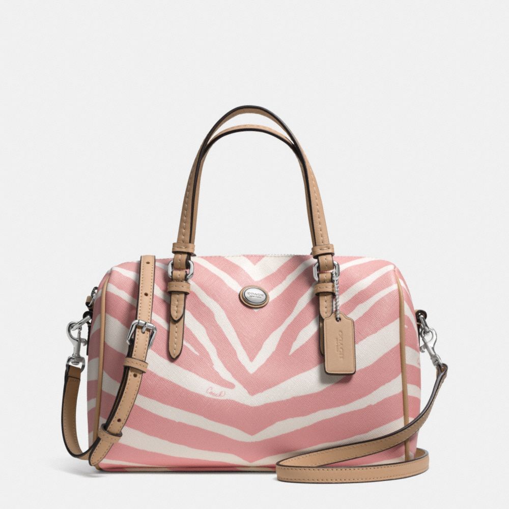 COACH PEYTON ZEBRA PRINT BENNETT MINI SATCHEL - SILVER/PINK TULLE - F33765