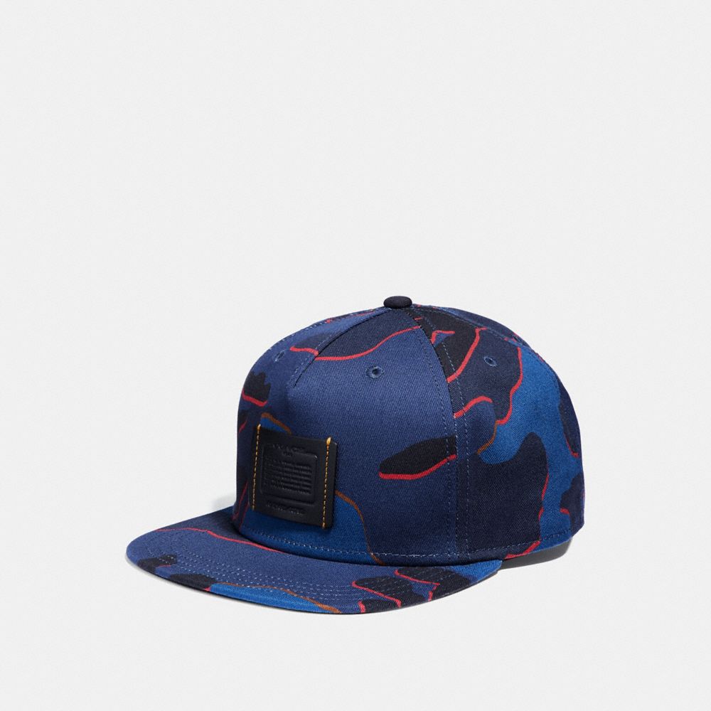 COACH F33775 Printed Flat Brim Hat BLUE CAMO