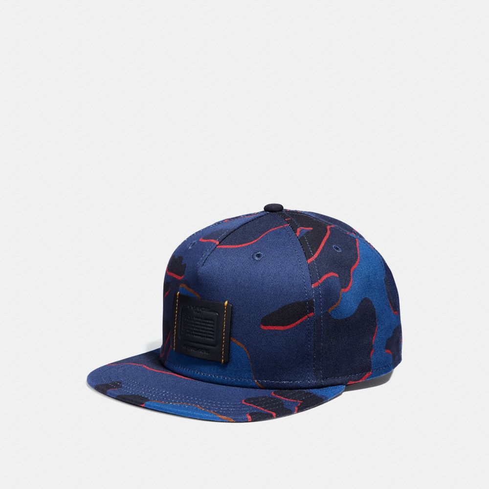 COACH F33775 PRINTED FLAT BRIM HAT BLUE CAMO