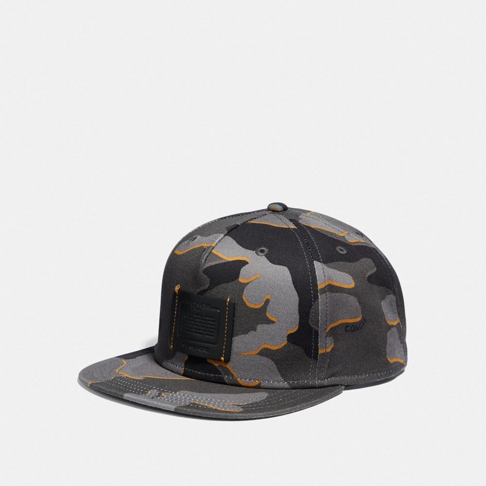 COACH f33775 PRINTED FLAT BRIM HAT GREY CAMO