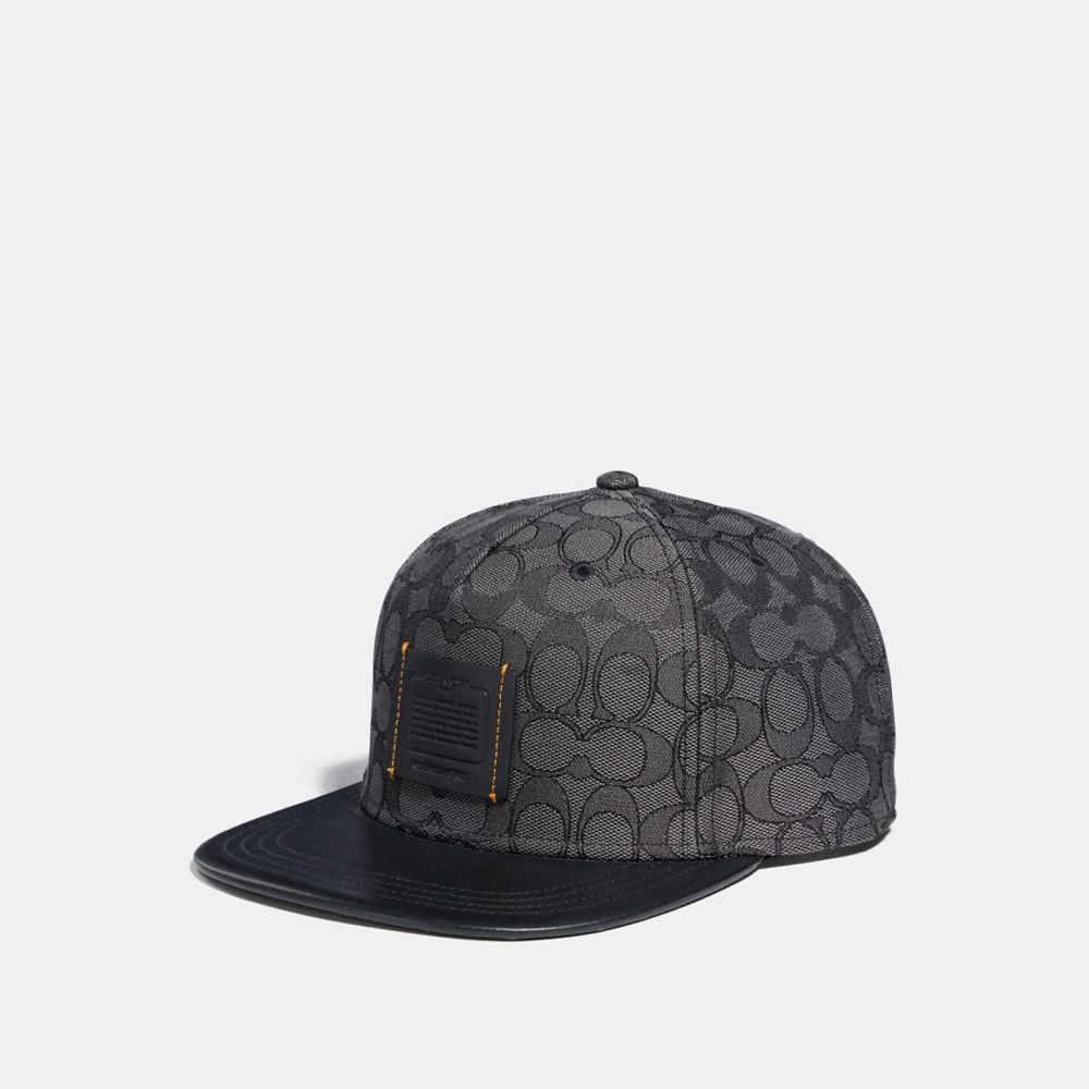 COACH F33776 - SIGNATURE FLAT BRIM HAT BLACK/BLACK