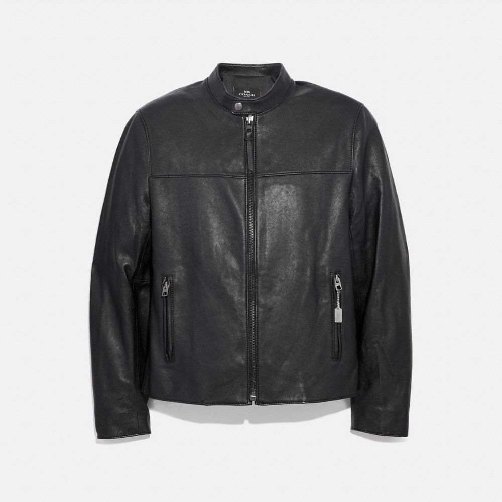 LEATHER RACER JACKET - f33779 - BLACK