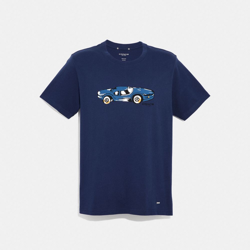 COACH f33782 CAR MOTIF T-SHIRT NAVY