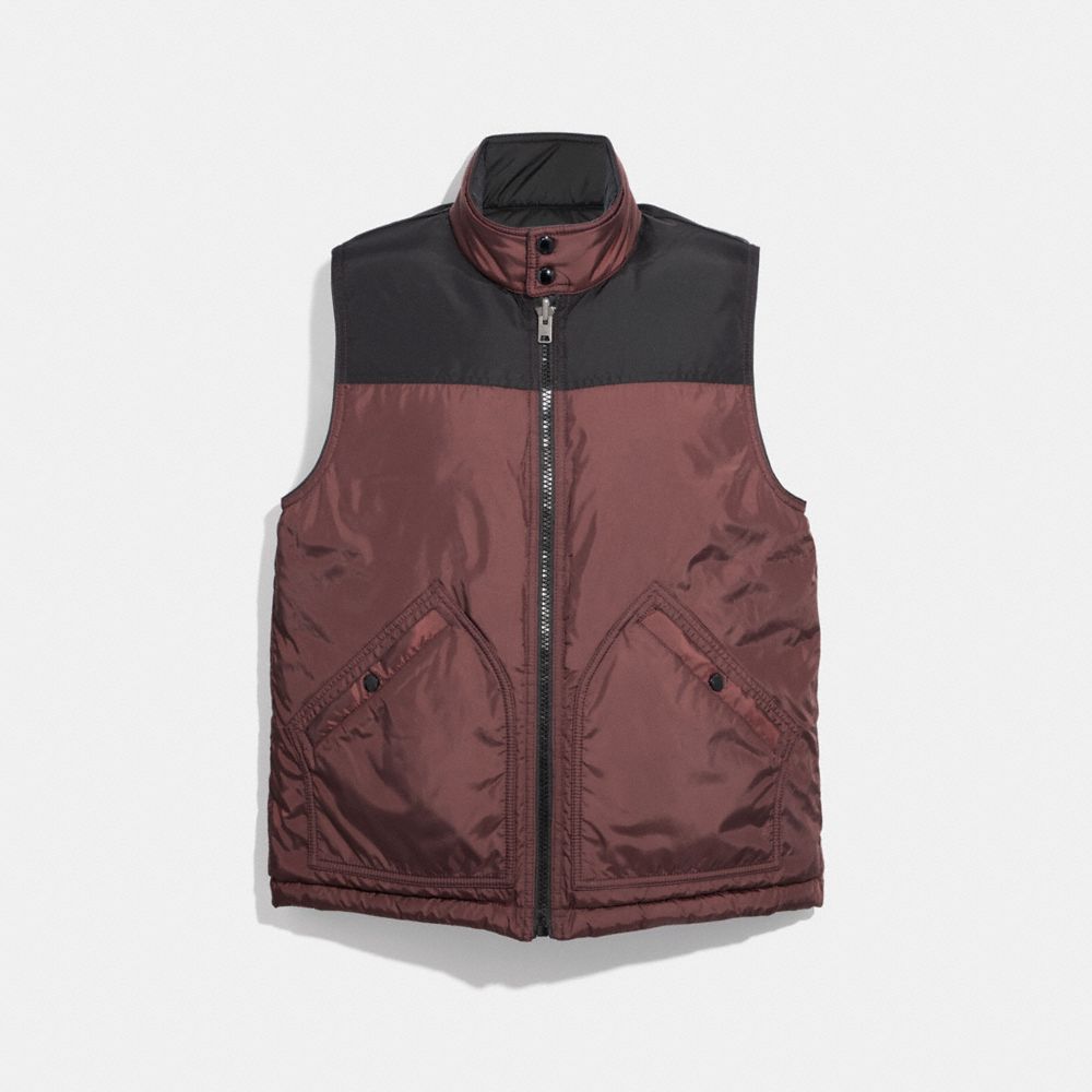 REVERSIBLE DOWN VEST - BLACK BURGUNDY - COACH F33788