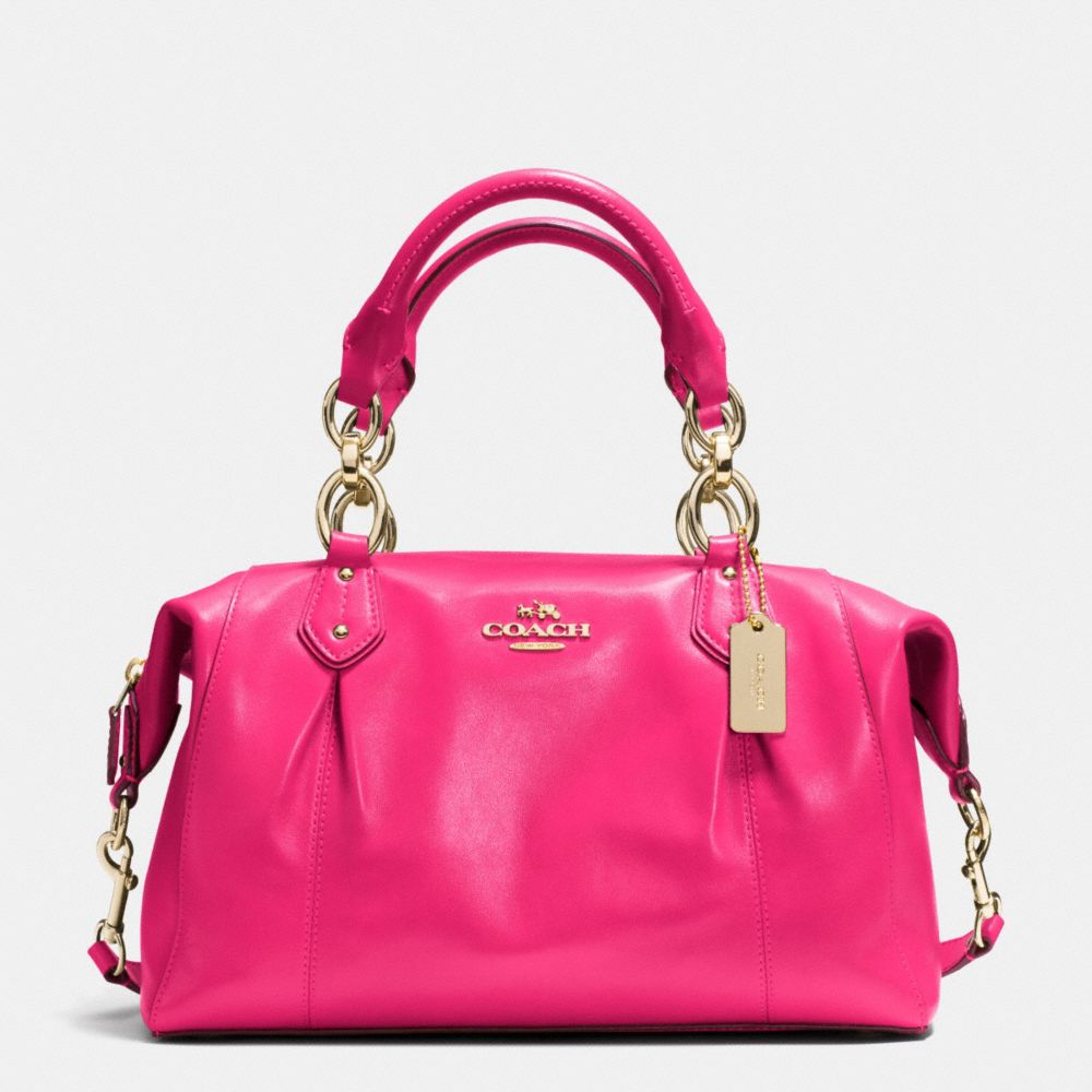 COACH F33806 Colette Satchel In Leather LIGHT GOLD/PINK RUBY