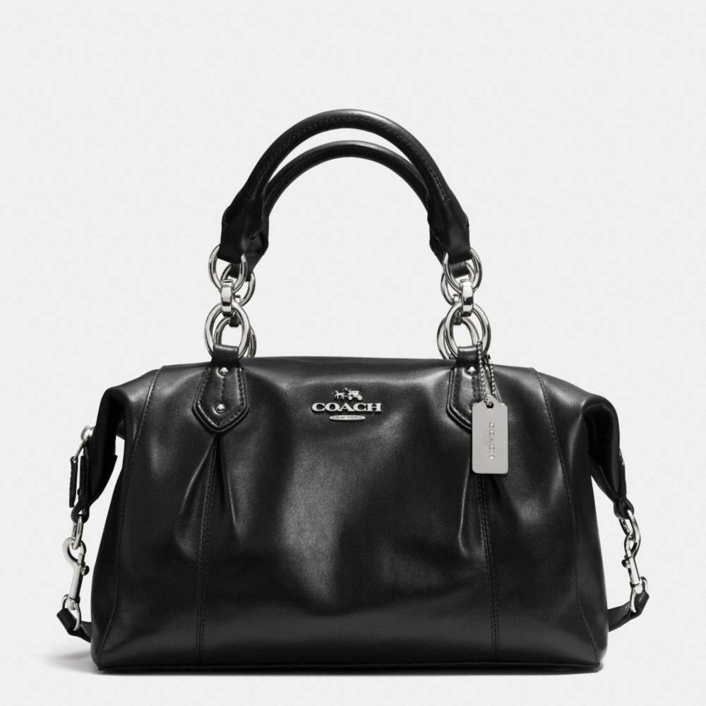 COACH f33806 COLETTE LEATHER SATCHEL SILVER/BLACK