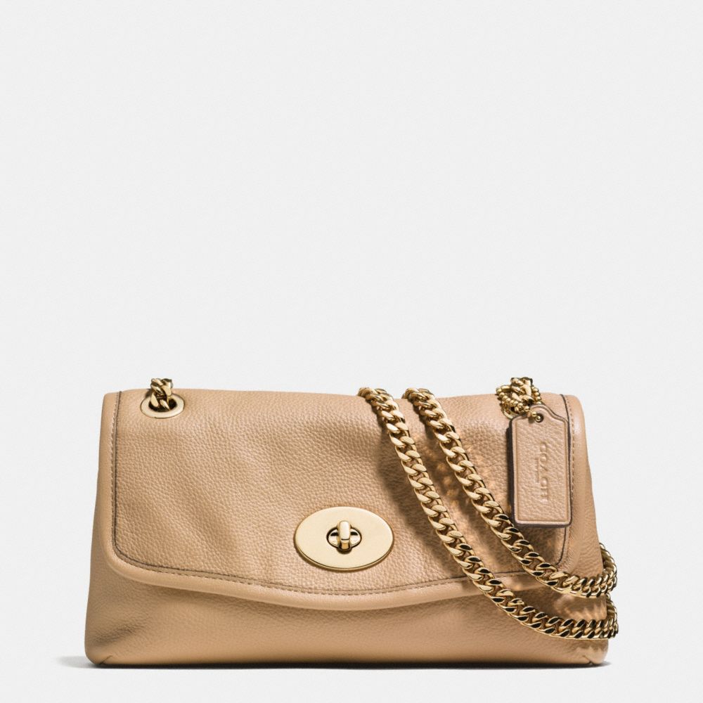 CHAIN CROSSBODY IN PEBBLE LEATHER - f33878 - LIGHT GOLD/NUDE
