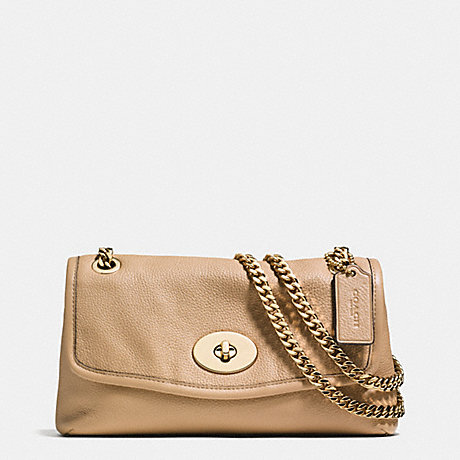 COACH f33878 CHAIN CROSSBODY IN PEBBLE LEATHER LIGHT GOLD/NUDE