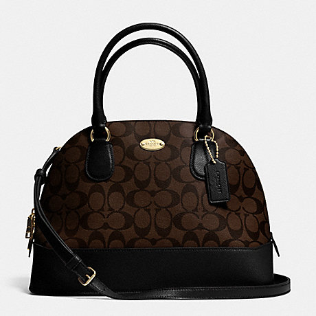 COACH f33904 CORA DOMED SATCHEL IN SIGNATURE COATED CANVAS  LIGHT GOLD/BROWN/BLACK