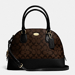 CORA DOMED SATCHEL IN SIGNATURE COATED CANVAS - f33904 - LIGHT GOLD/BROWN/BLACK