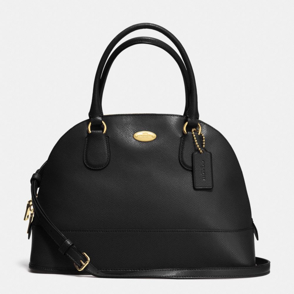 CORA DOMED SATCHEL IN CROSSGRAIN LEATHER - LIGHT GOLD/BLACK - COACH F33909
