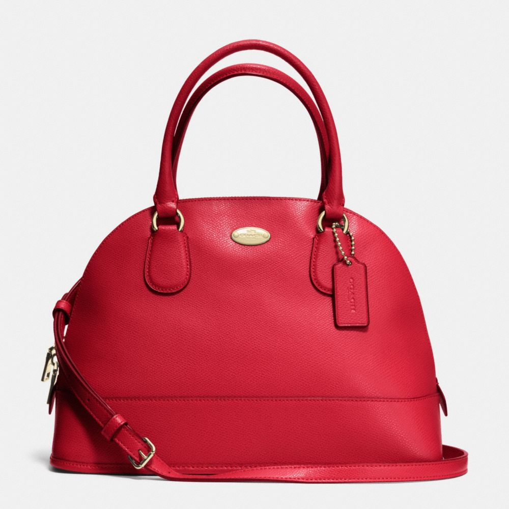 CORA DOMED SATCHEL IN CROSSGRAIN LEATHER - f33909 - IMITATION GOLD/CLASSIC RED