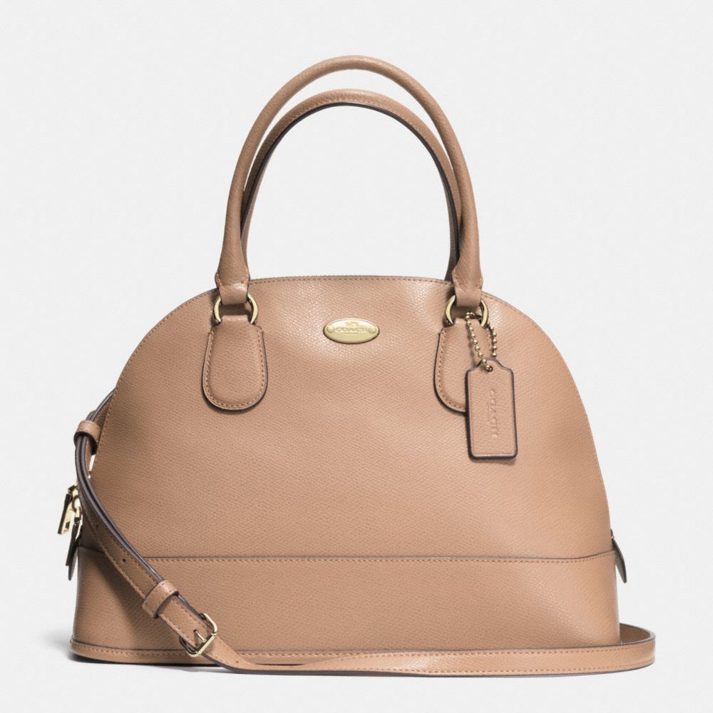 COACH CORA DOMED SATCHEL IN CROSSGRAIN LEATHER - LIGHT GOLD/NUDE - F33909