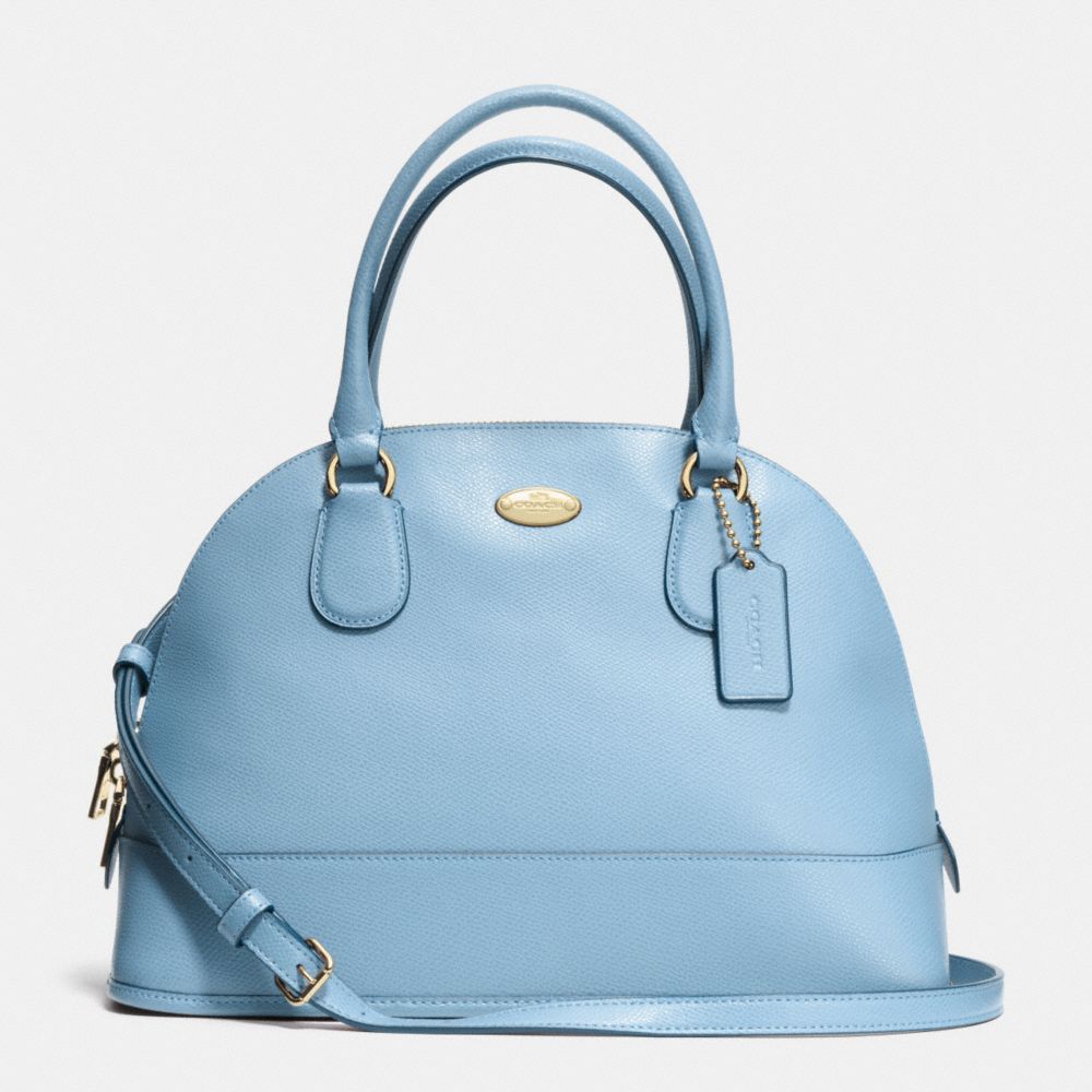 CORA DOMED SATCHEL IN CROSSGRAIN LEATHER - LIGHT GOLD/PALE BLUE - COACH F33909