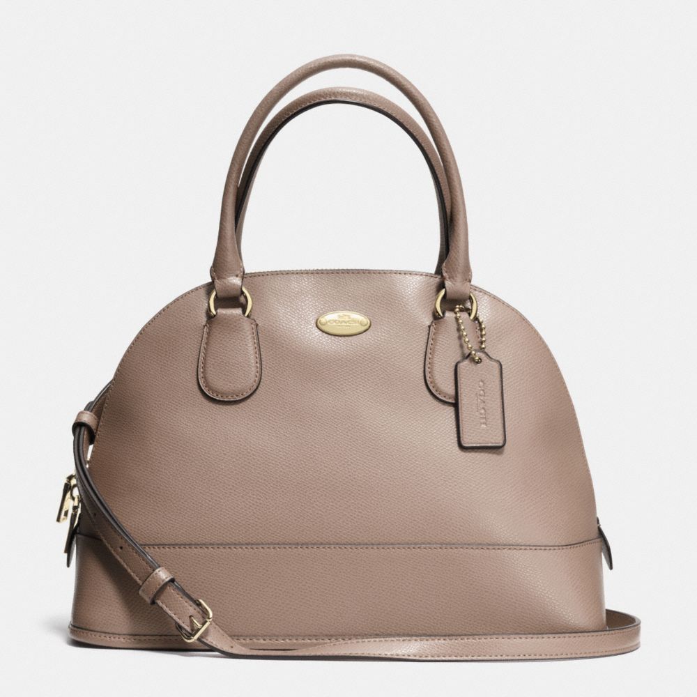 COACH F33909 - CORA DOMED SATCHEL IN CROSSGRAIN LEATHER LIGHT GOLD/STONE