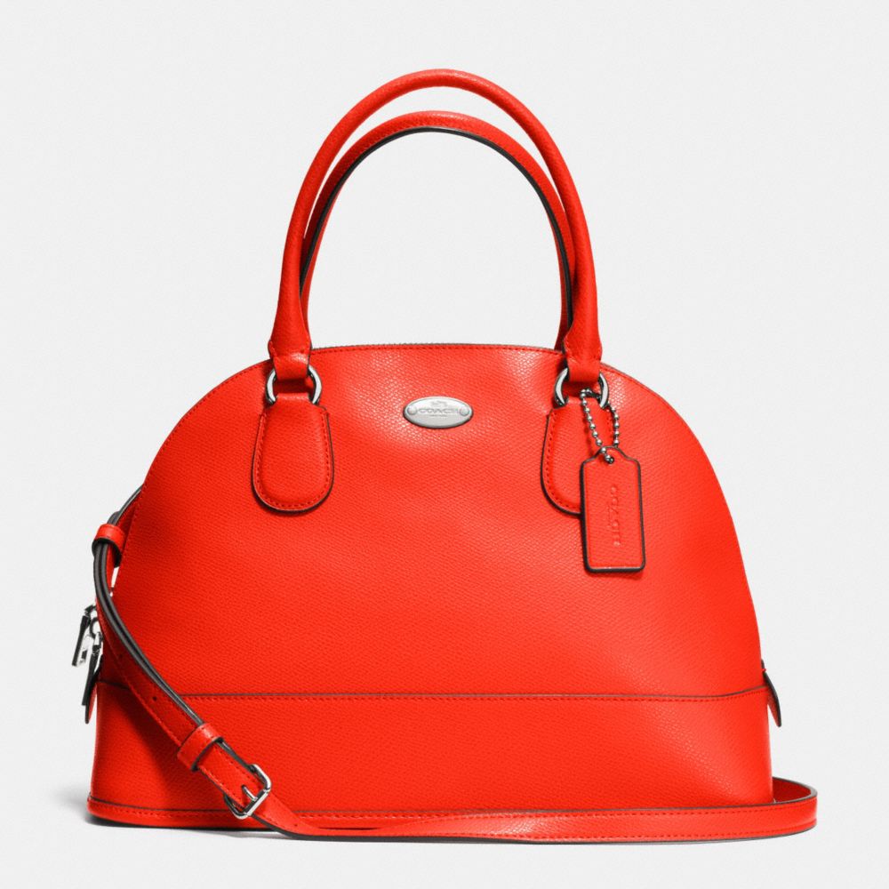 CORA DOMED SATCHEL IN CROSSGRAIN LEATHER - f33909 - SILVER/ORANGE