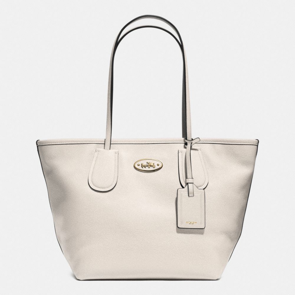 COACH COACH TAXI ZIP TOP TOTE IN LEATHER - LIGHT GOLD/CHALK - F33915