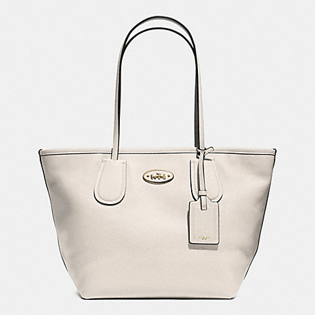 COACH f33915 COACH TAXI ZIP TOP TOTE IN LEATHER  LIGHT GOLD/CHALK