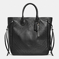 COACH F33925 Tatum Tall Tote In Tooling Leather BNBLK