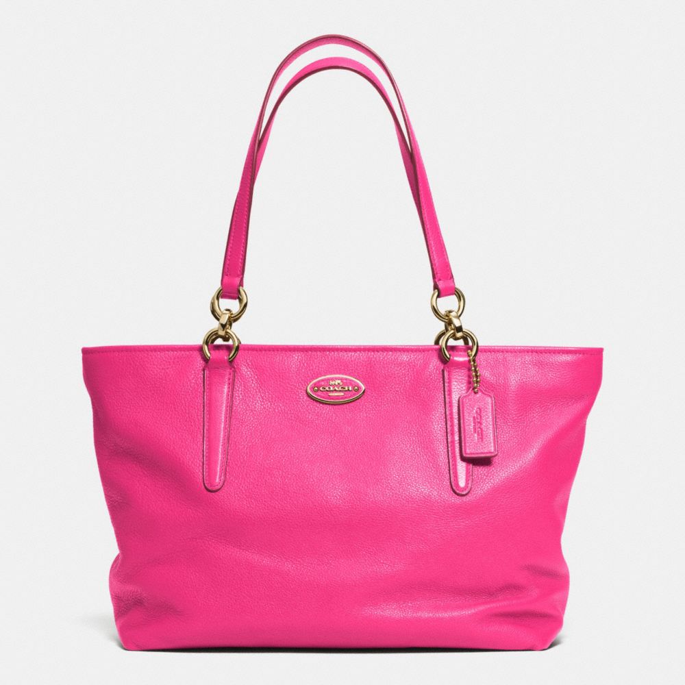 COACH F33961 Ellis Tote In Leather LIGHT GOLD/PINK RUBY