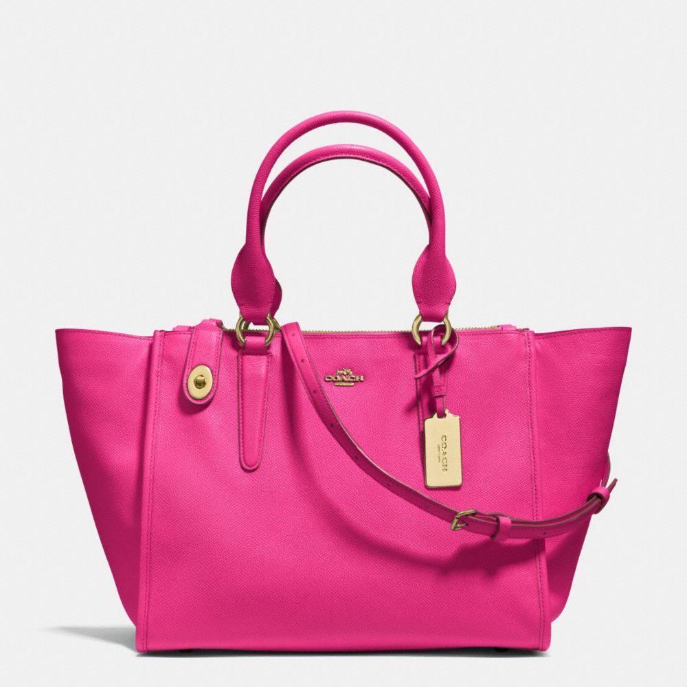 COACH F33995 - CROSBY CARRYALL IN CROSSGRAIN LEATHER  LIGHT GOLD/PINK RUBY