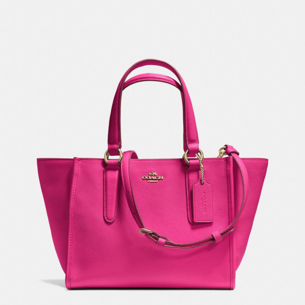 CROSBY MINI CARRYALL IN CROSSGRAIN LEATHER - LIGHT GOLD/PINK RUBY - COACH F33996