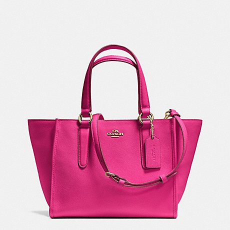 COACH F33996 CROSBY MINI CARRYALL IN CROSSGRAIN LEATHER -LIGHT-GOLD/PINK-RUBY