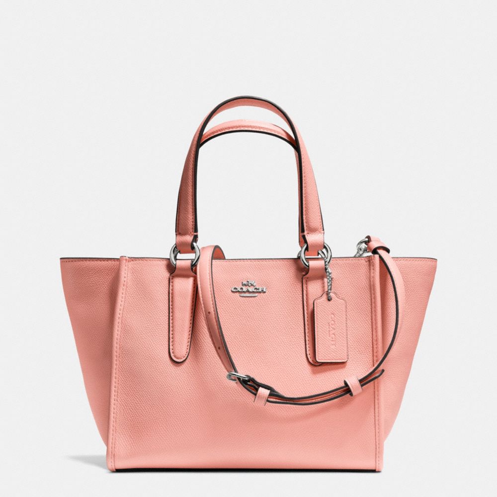 COACH F33996 - CROSBY MINI CARRYALL IN CROSSGRAIN LEATHER SILVER/PINK
