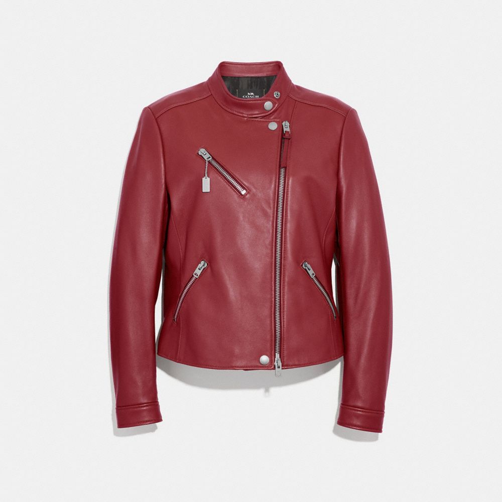 COACH F34021 UPTOWN RACER JACKET CHERRY