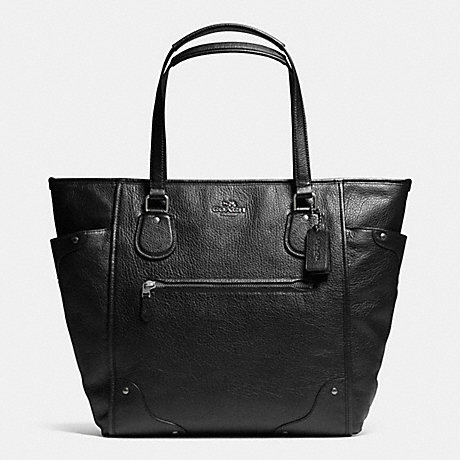COACH f34039 MICKIE TOTE IN GRAIN LEATHER ANTIQUE NICKEL/BLACK