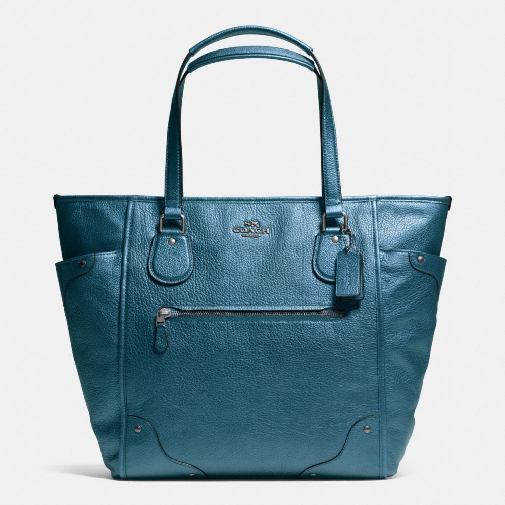 COACH F34039 Mickie Tote In Grain Leather ANTIQUE NICKEL/METALLIC BLUE