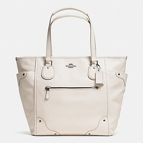 COACH F34039 MICKIE TOTE IN GRAIN LEATHER ANTIQUE-NICKEL/CHALK