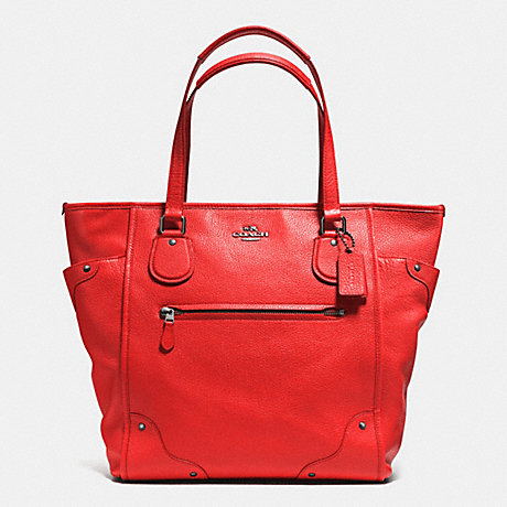 COACH MICKIE TOTE IN GRAIN LEATHER - ANTIQUE NICKEL/CARDINAL - f34039