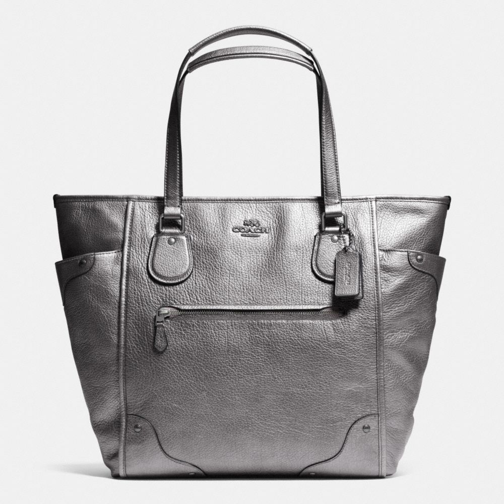 COACH F34039 MICKIE TOTE IN GRAIN LEATHER -ANTIQUE-NICKEL/SILVER