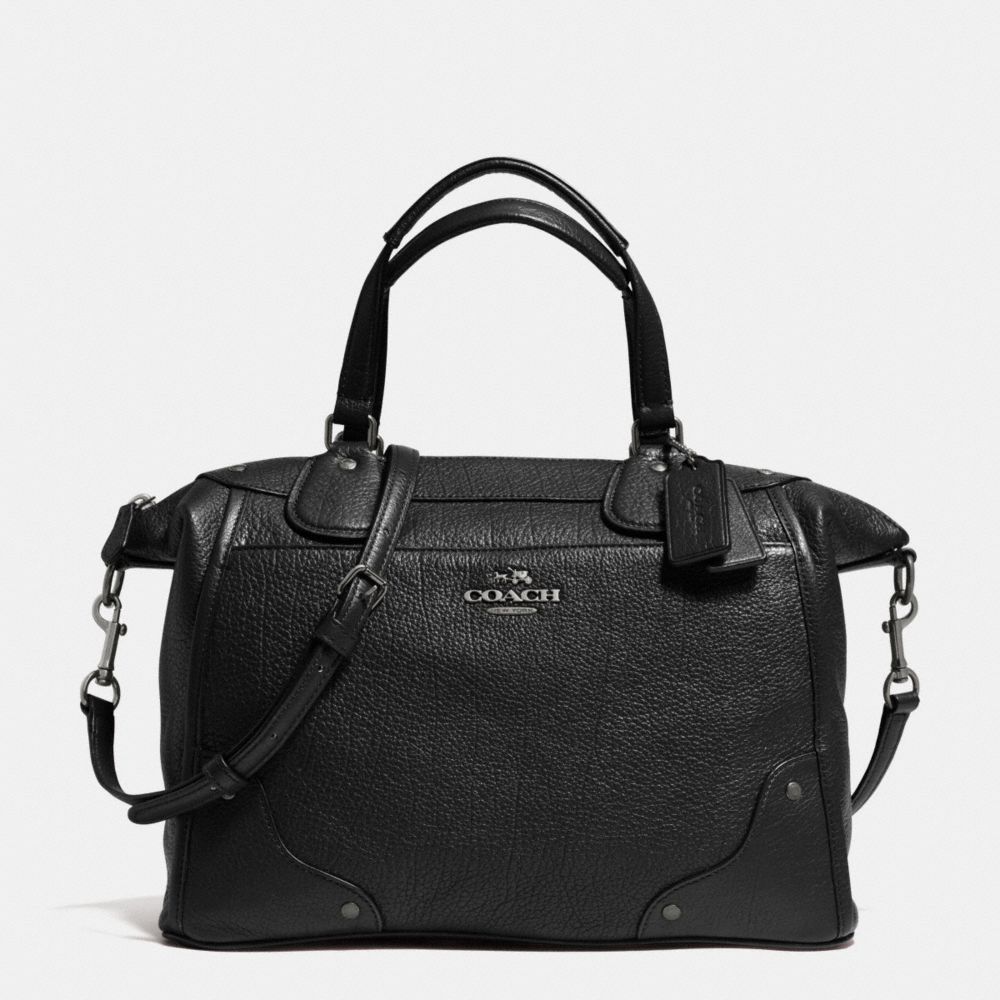 MICKIE SATCHEL IN GRAIN LEATHER - f34040 - ANTIQUE NICKEL/BLACK