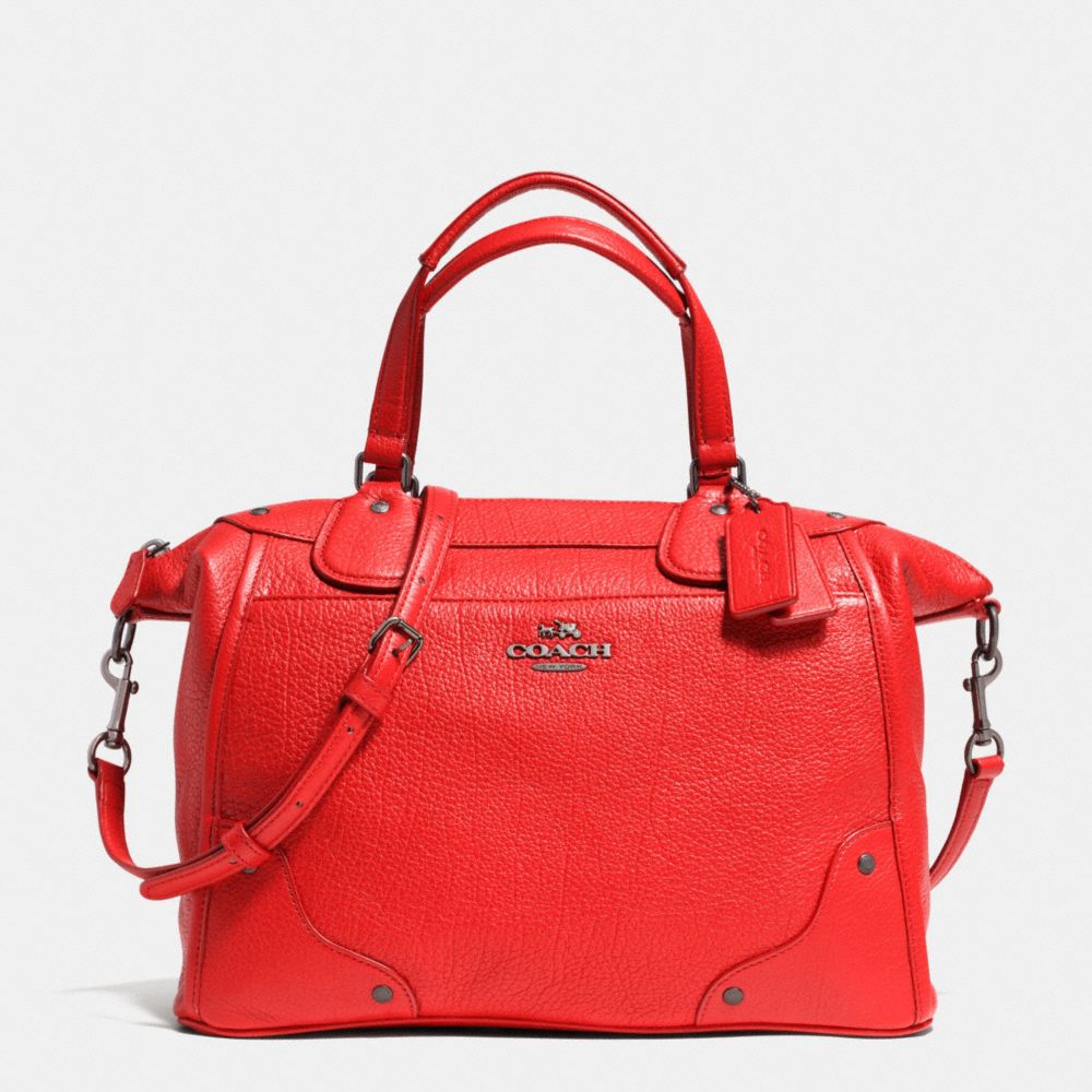 COACH MICKIE SATCHEL IN GRAIN LEATHER - ANTIQUE NICKEL/CARDINAL - F34040